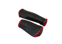 poignee de velo cuire rouge et noir