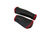 poignee de velo cuire rouge et noir