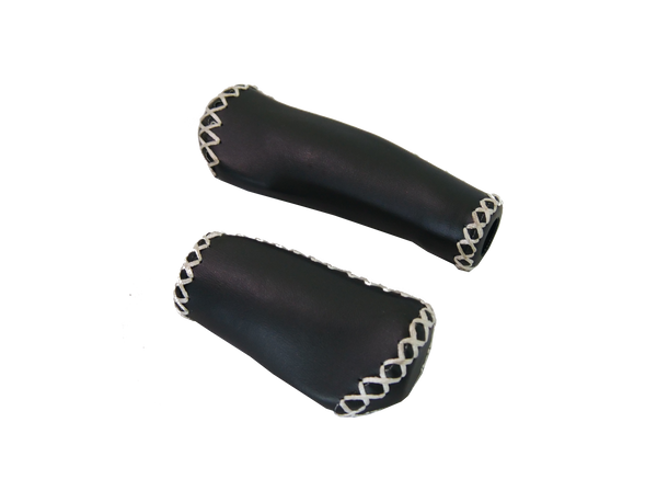 poignee velo electrique cuir noir et blanc
